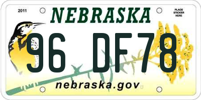 NE license plate 96DF78