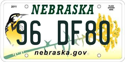 NE license plate 96DF80