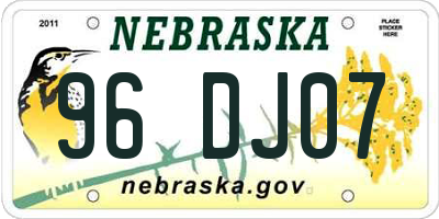 NE license plate 96DJ07