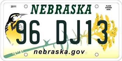 NE license plate 96DJ13