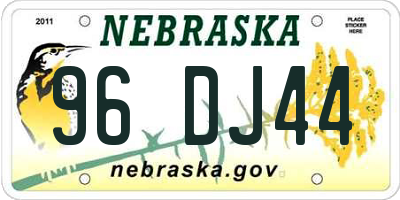NE license plate 96DJ44