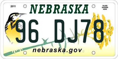 NE license plate 96DJ78