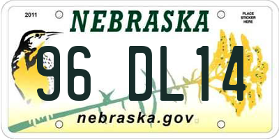 NE license plate 96DL14