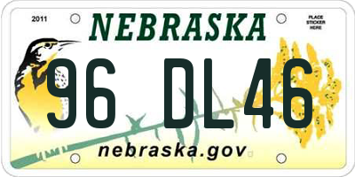 NE license plate 96DL46