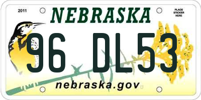 NE license plate 96DL53
