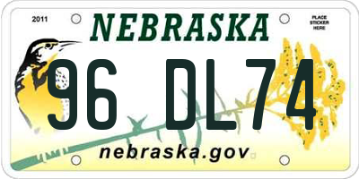 NE license plate 96DL74