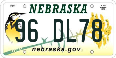 NE license plate 96DL78