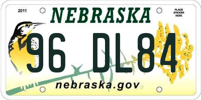 NE license plate 96DL84