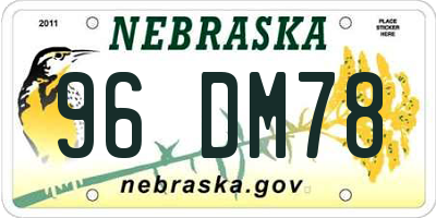 NE license plate 96DM78