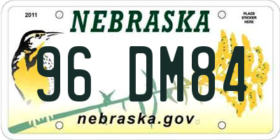 NE license plate 96DM84