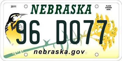 NE license plate 96DO77