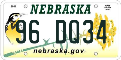 NE license plate 96DQ34