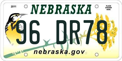NE license plate 96DR78