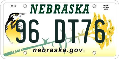 NE license plate 96DT76