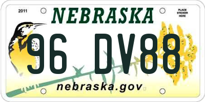 NE license plate 96DV88