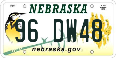 NE license plate 96DW48