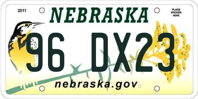 NE license plate 96DX23