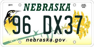 NE license plate 96DX37