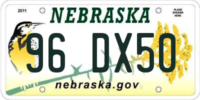 NE license plate 96DX50