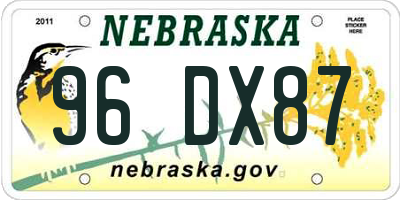 NE license plate 96DX87