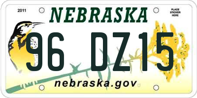 NE license plate 96DZ15