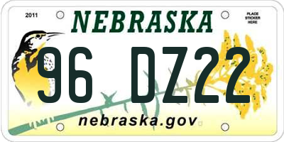 NE license plate 96DZ22