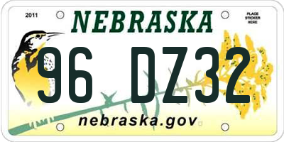 NE license plate 96DZ32