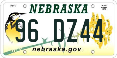 NE license plate 96DZ44