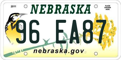 NE license plate 96EA87