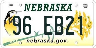 NE license plate 96EB21