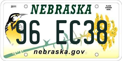NE license plate 96EC38