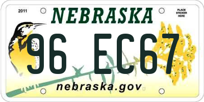 NE license plate 96EC67
