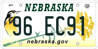 NE license plate 96EC91