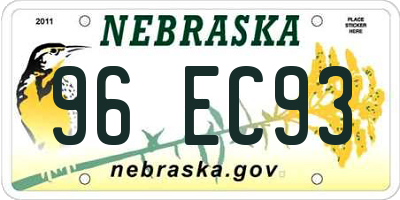 NE license plate 96EC93