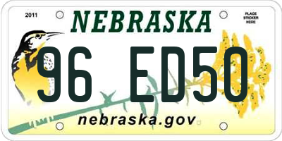 NE license plate 96ED50