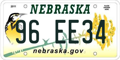 NE license plate 96EE34