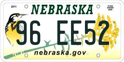 NE license plate 96EE52