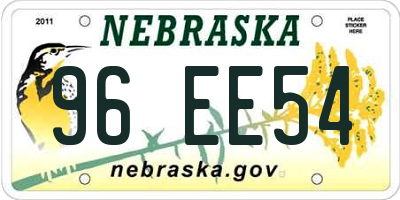 NE license plate 96EE54