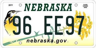 NE license plate 96EE97