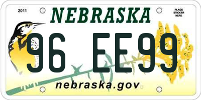 NE license plate 96EE99