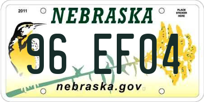 NE license plate 96EF04