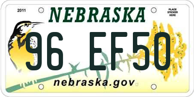 NE license plate 96EF50