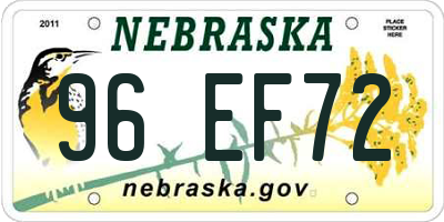 NE license plate 96EF72