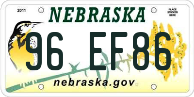 NE license plate 96EF86