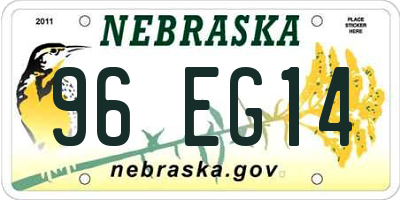 NE license plate 96EG14