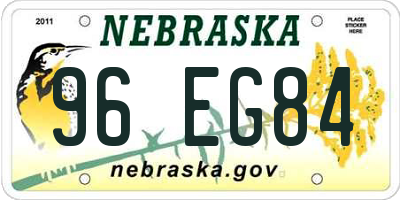NE license plate 96EG84