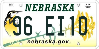 NE license plate 96EI10