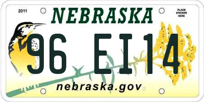NE license plate 96EI14