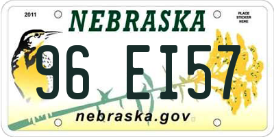 NE license plate 96EI57