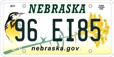 NE license plate 96EI85